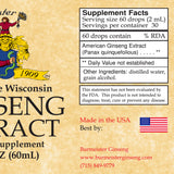Burmeister Ginseng Extract Supplement Facts label