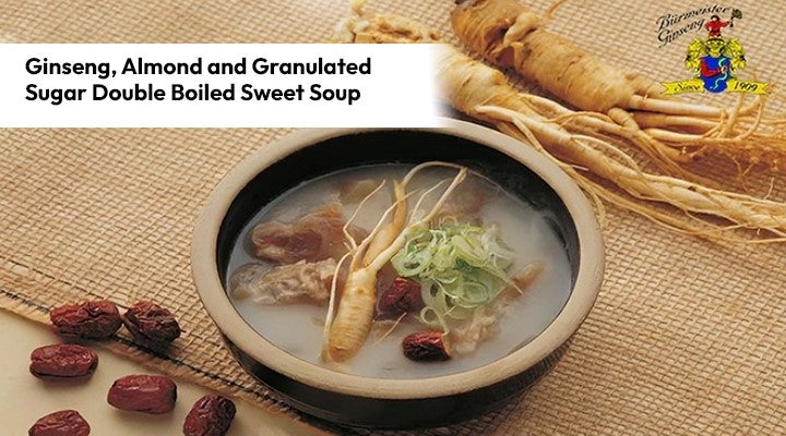 Ginseng, Almond, and Granulated Sugar Double Boiled Sweet Soup