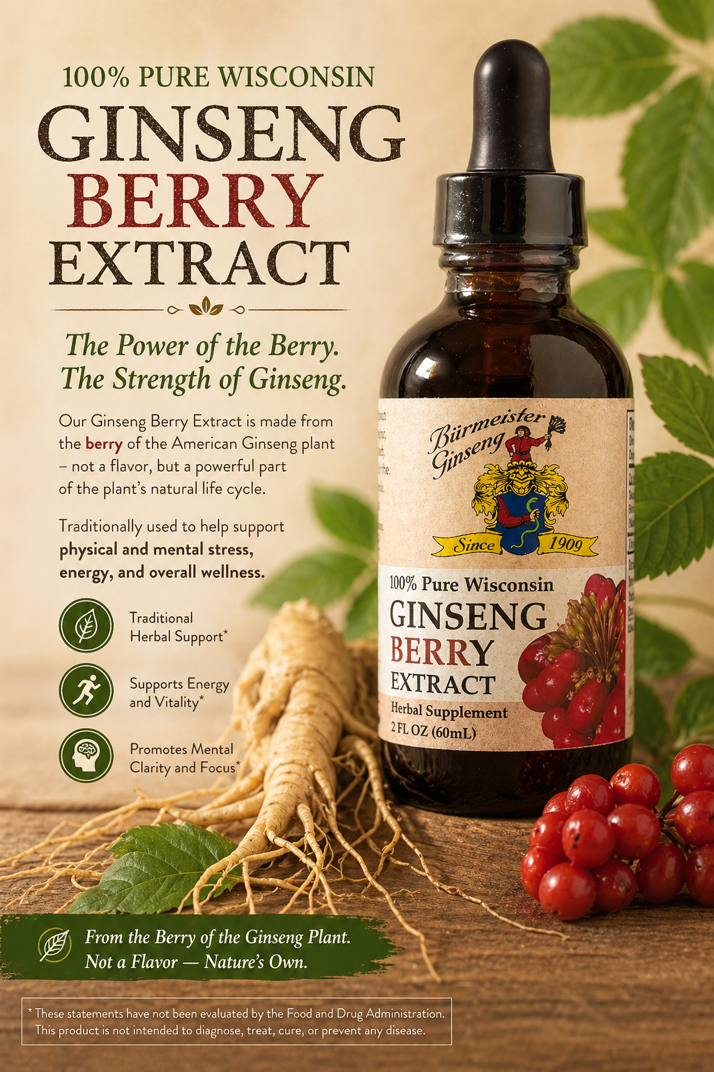 American Panax Ginseng Berry Extract 西洋参浆果提取物 2 oz (30 servings)