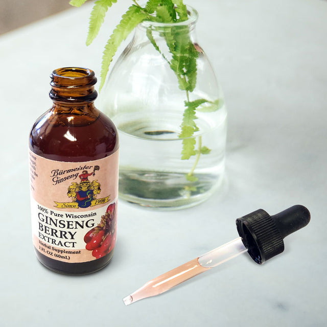 American ginseng berry extract, 2 oz dropper bottle, 60ml, 30 servings, more ginsenosides per serving