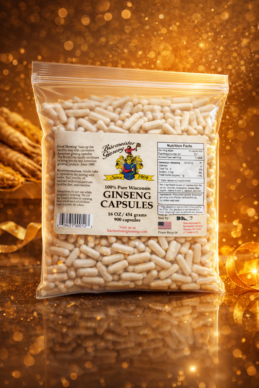 1 lbs WI-Grown American Ginseng Capsules 西洋参丸  (908 count, 500mg vegicaps)