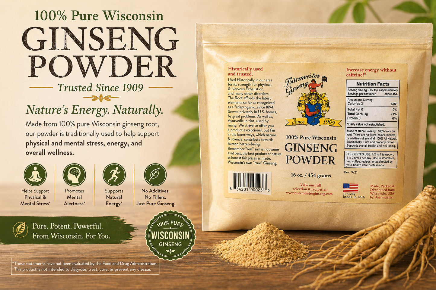 1 lbs American Ginseng Powder 西洋参粉 (454 g)