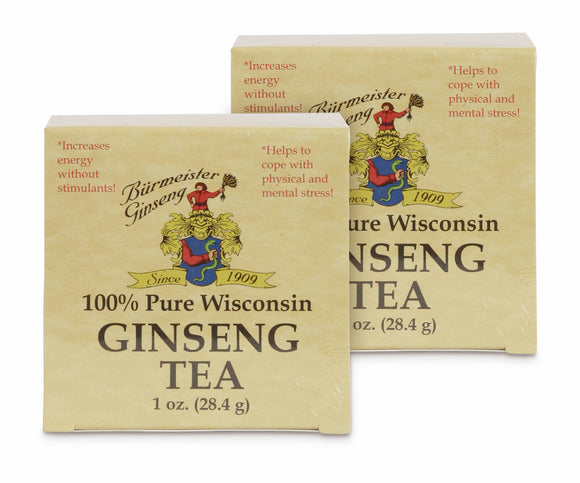 Ginseng Tea, 1 oz. carton, 2 pack bundle, 100% Pure Wisconsin American Ginseng