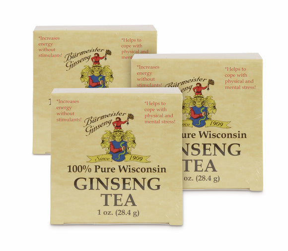 Ginseng Tea, 1 oz. Carton, 3 pack bundle, 100% Pure Wisconsin American Ginseng