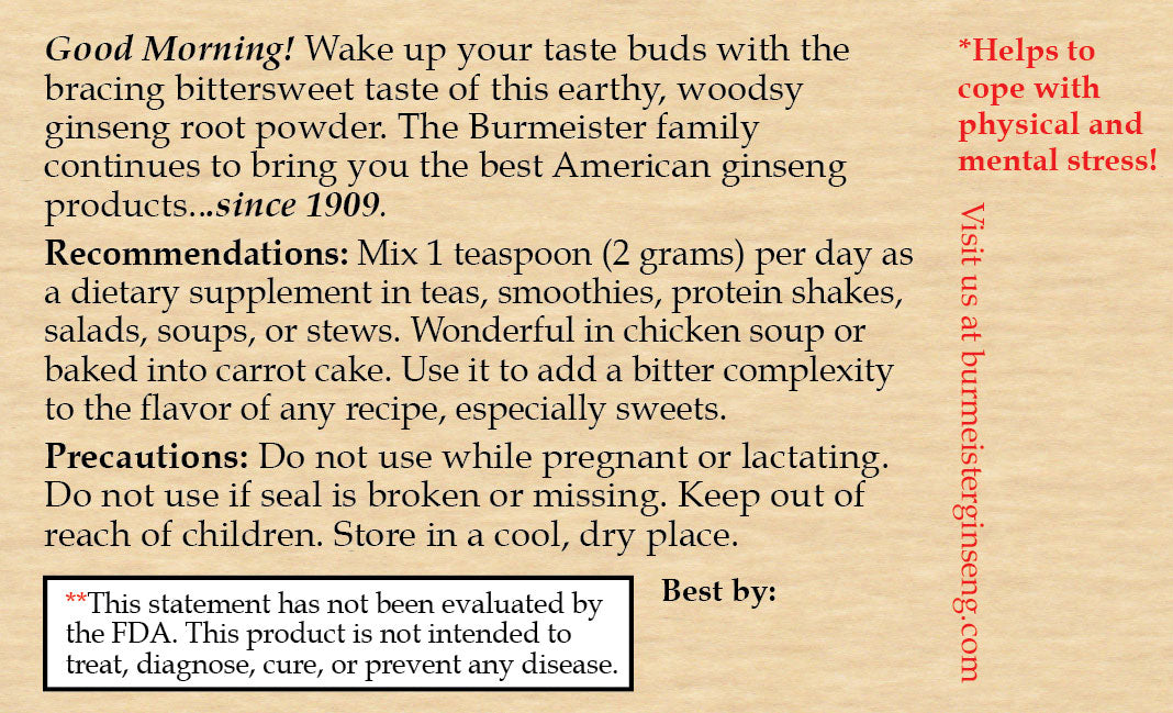 Burmeister Ginseng Powder 4.2 oz How to take powder