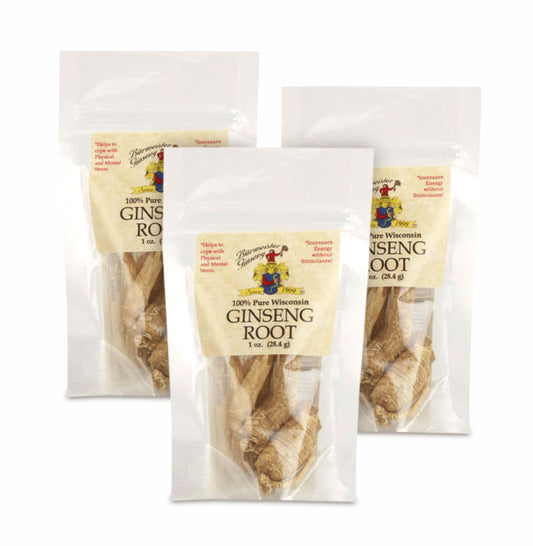 Ginseng Root, 1 oz bag, 3 pack bundle, 100% Pure Wisconsin Ginseng