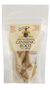 Ginseng Root, 1 oz bag, 100% Pure Wisconsin Ginseng