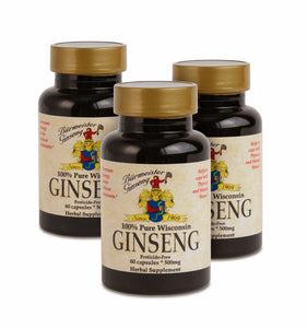 Ginseng Capsules, 60 Capsules, 500 mg, 30 servings, 3 pack bundle