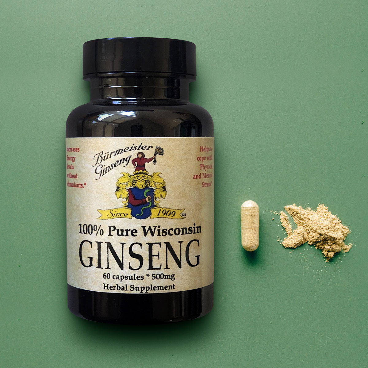 Burmeister Ginseng capsule, pure Wisconsin-grown American Ginseng 