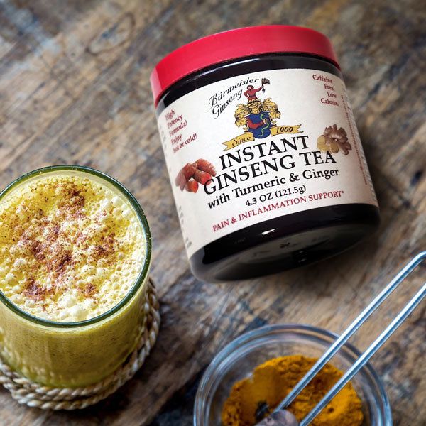 NEW Ginseng Instant Tea with Organic Turmeric and Ginger extract, high anti-oxidant, high anti-inflammatory, boost immunity and pain relief